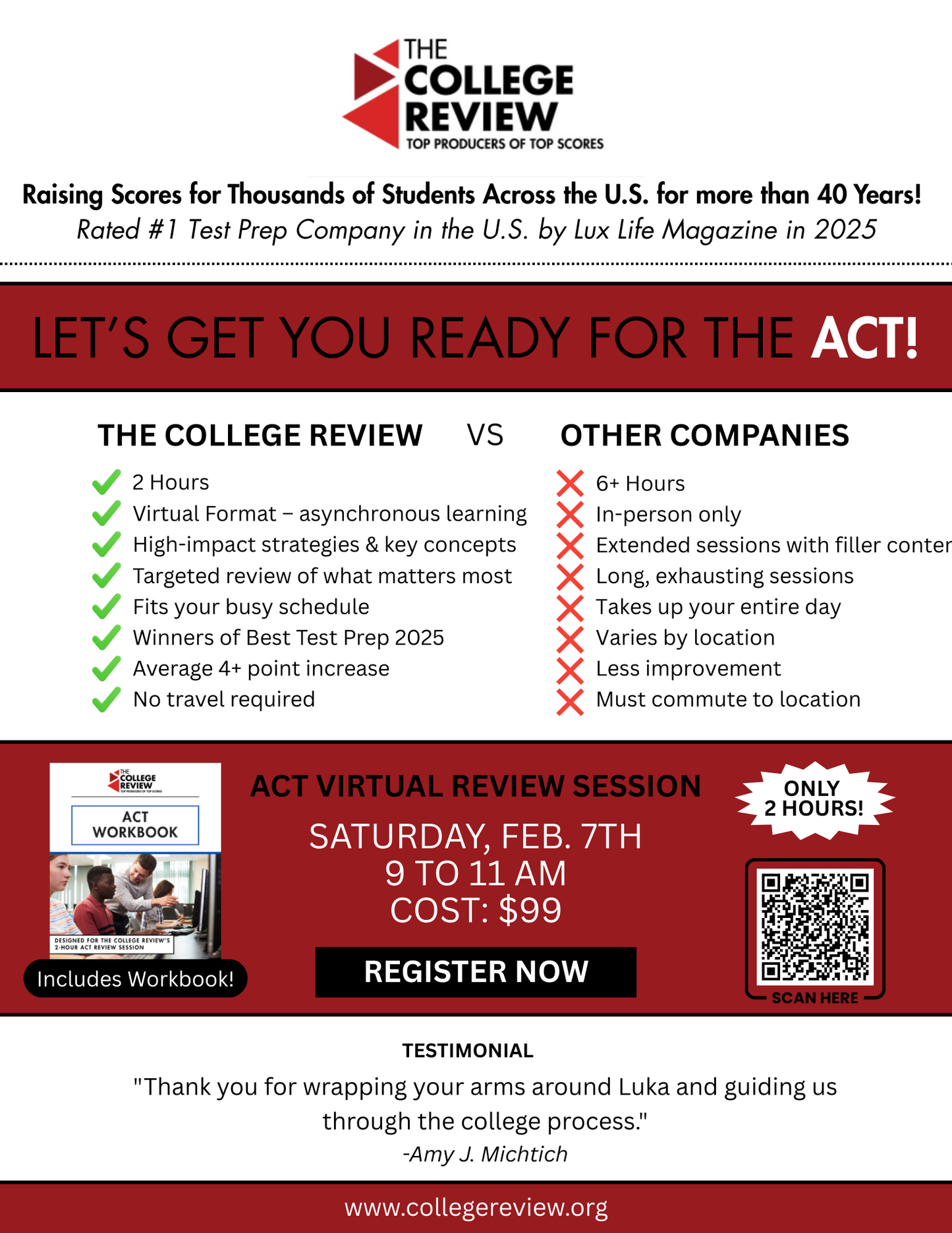 General ACT 2-Hour Virtual Prep: Feb. 7th 2026 9-11am