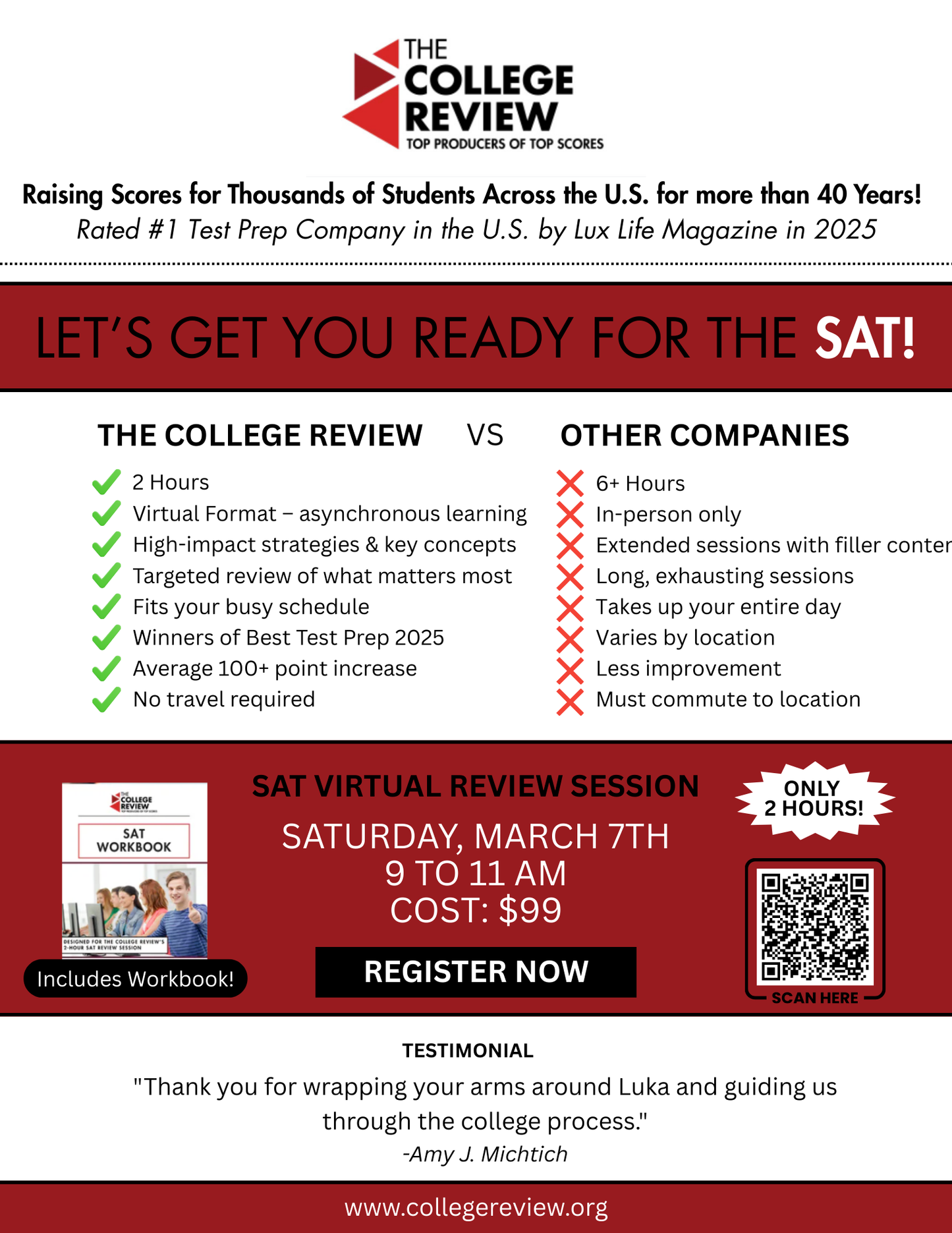General SAT 2-Hour Virtual Prep: March 7th 2026 9-11am