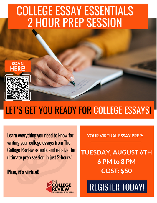 Tuesday, August 6th, 6 - 8pm College Essay Essentials 2-Hour Prep