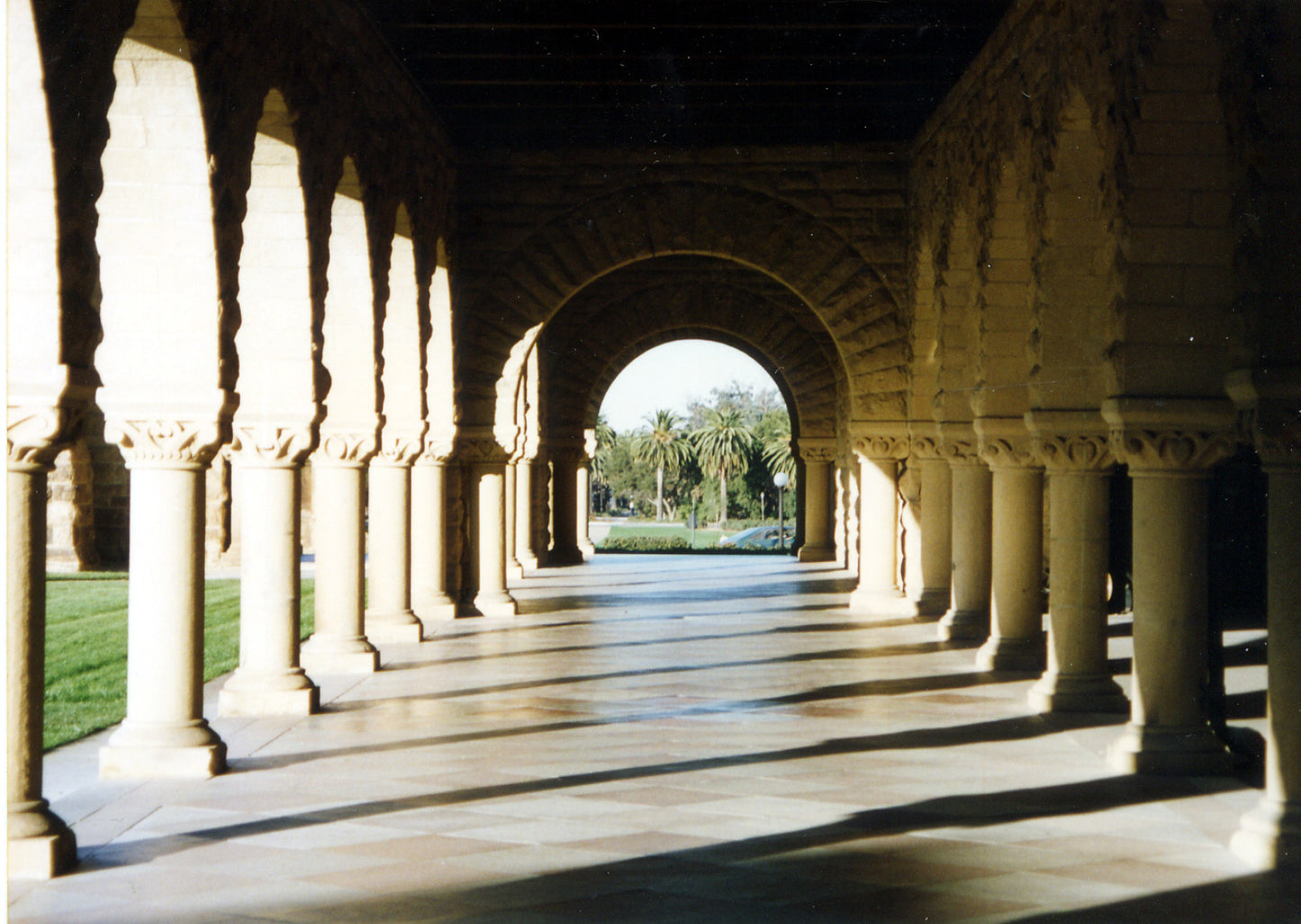 A nice hallway with a lot of columns