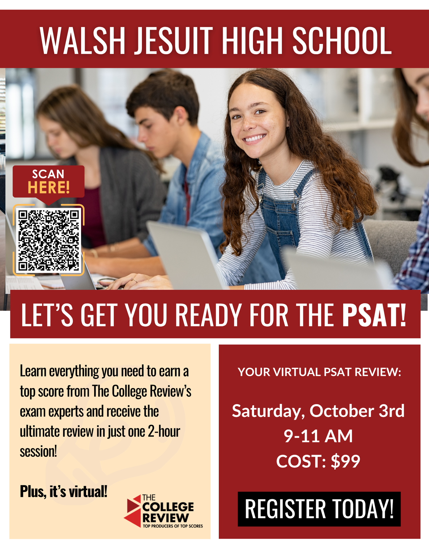 Walsh Jesuit High School PSAT 2-Hour Virtual Prep: October 3rd 2026 9-11am