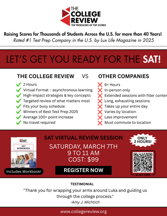 General SAT 2-Hour Virtual Prep: March 7th 2026 9-11am