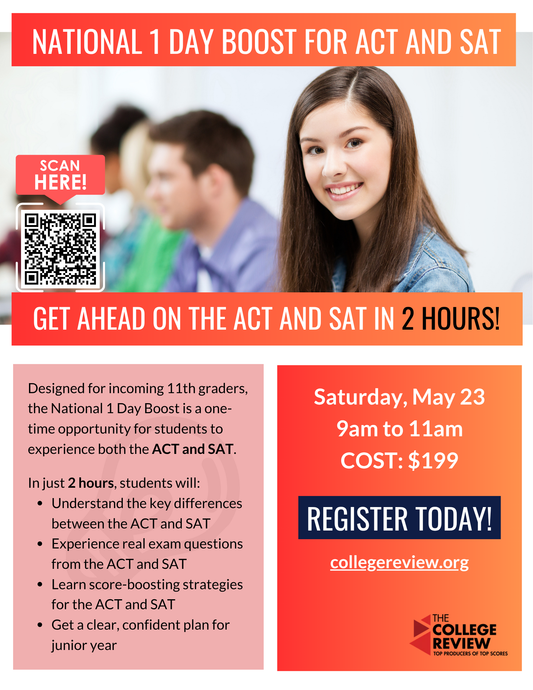 National 1 Day Boost for ACT AND SAT: May 23 2026 9-11am