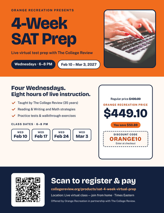 Orange Recreation SAT 4 Week Virtual Prep