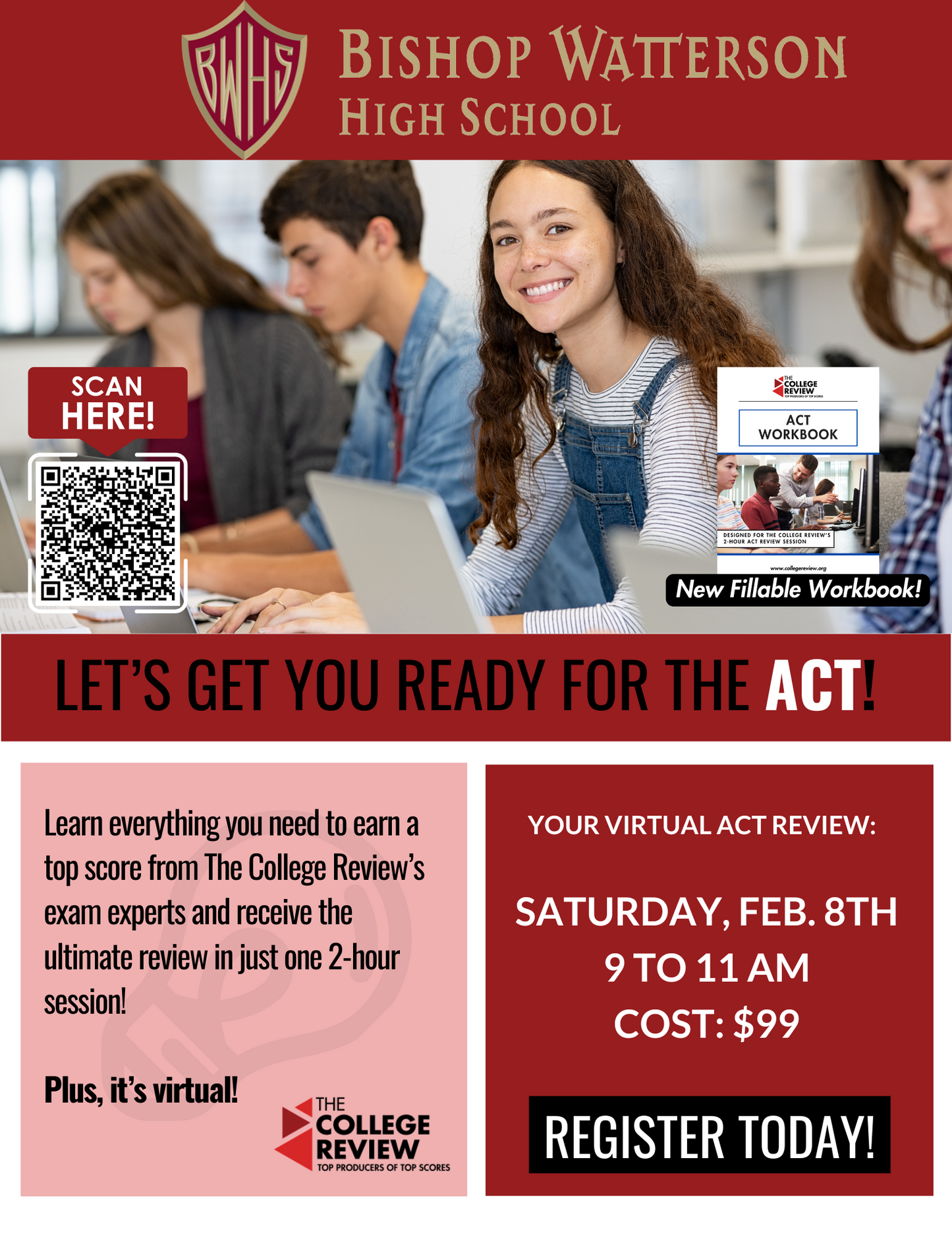 ACT 2-Hour Virtual Prep: Bishop Watterson High School, February 8th, 2025, 9am-11am EST