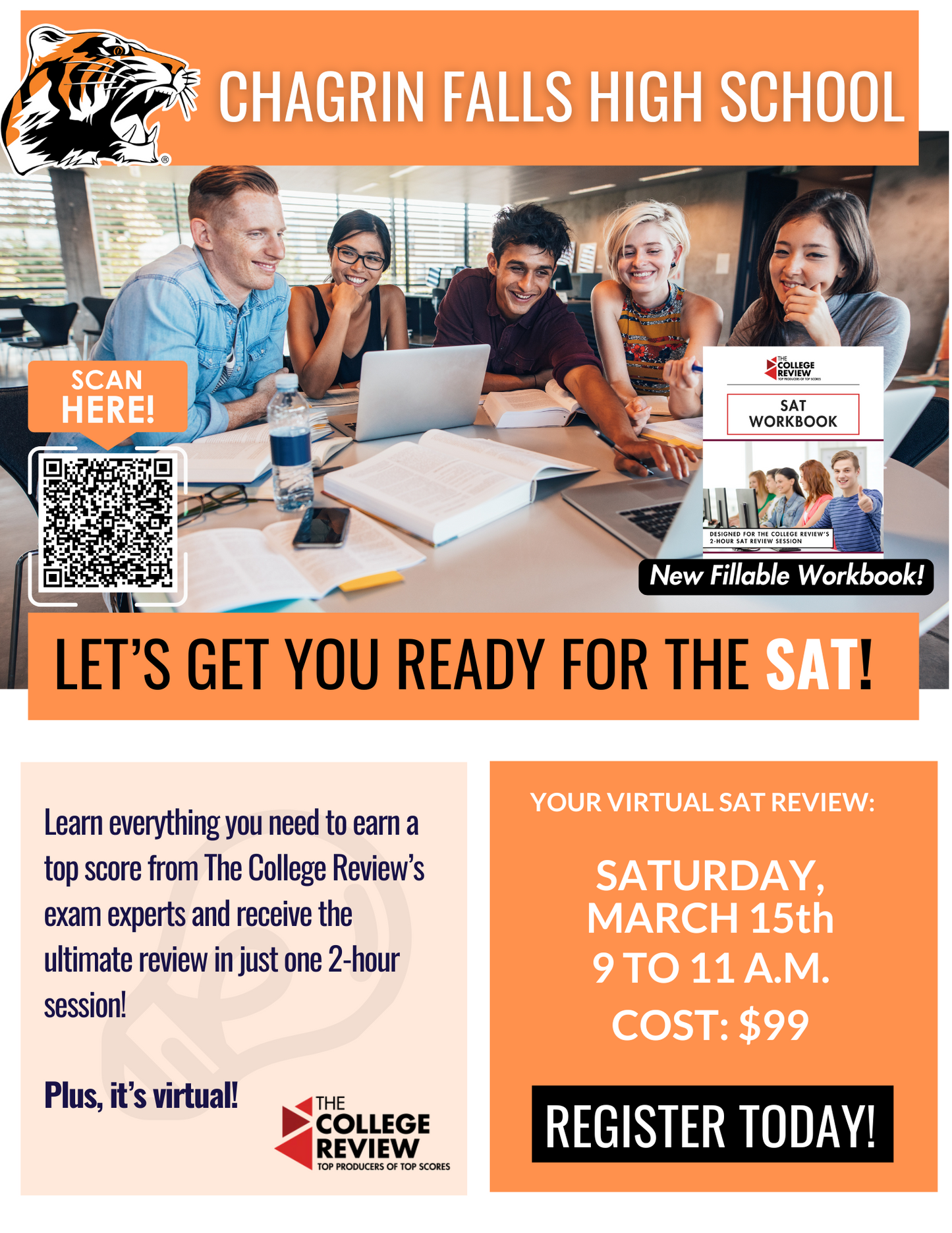 SAT 2-Hour Virtual Prep: Chagrin Falls High School, Saturday, March 15th 2025 9-11 AM EST