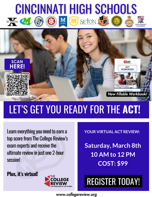 ACT 2-Hour Virtual Prep: Cincinnati High Schools, March 8th, 2025, 10am-12pm EST