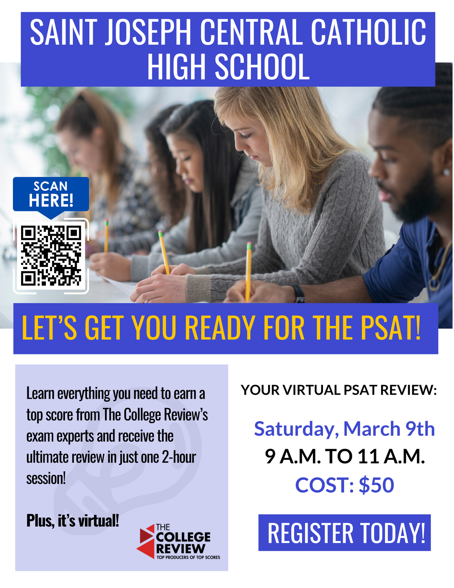 PSAT 2-Hour Virtual Prep: St. Joseph High School, March 9th, 9-11am EST