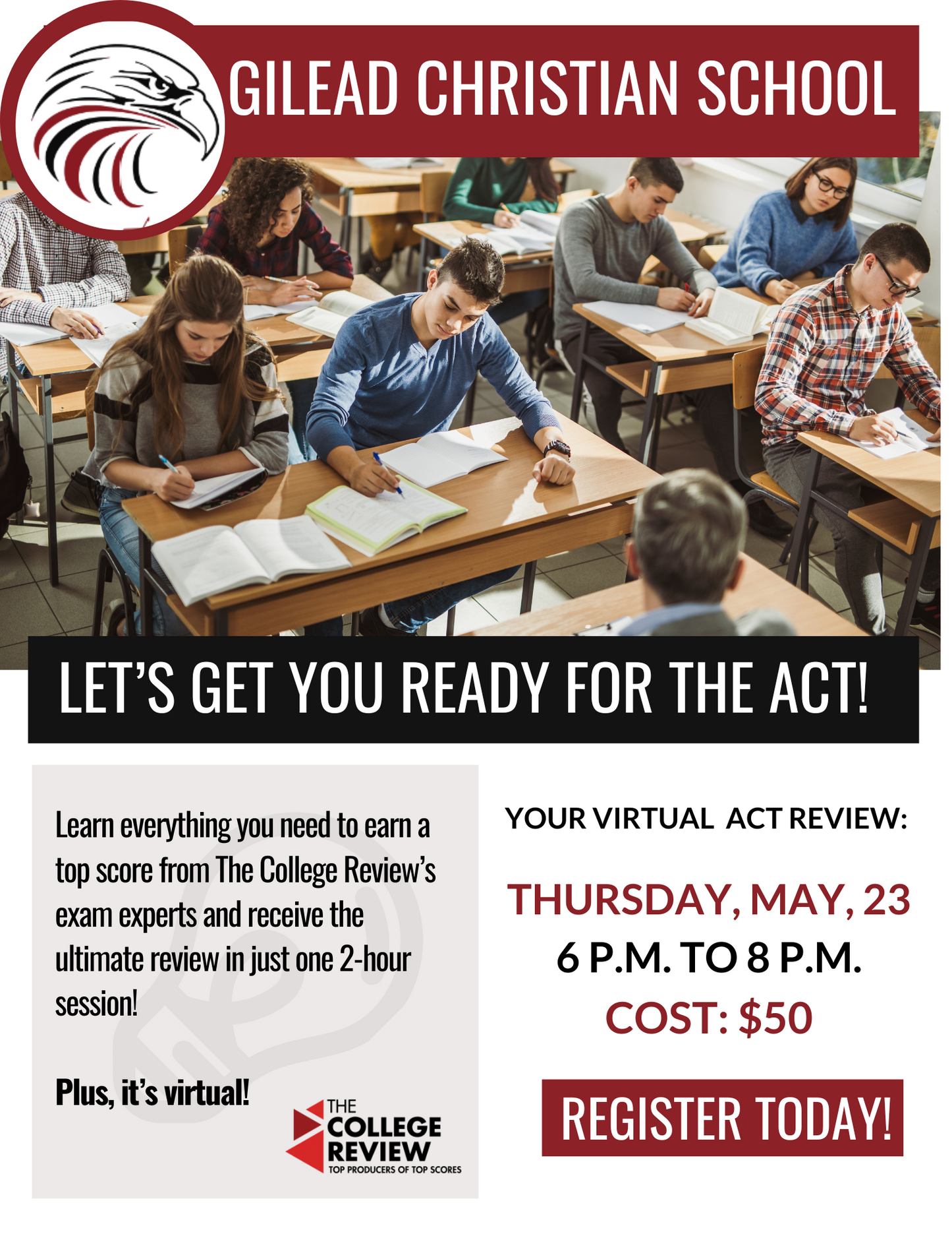 ACT 2-Hour Virtual Prep: Gilead Christian School, May. 23rd, 2024, 6-8pm EST