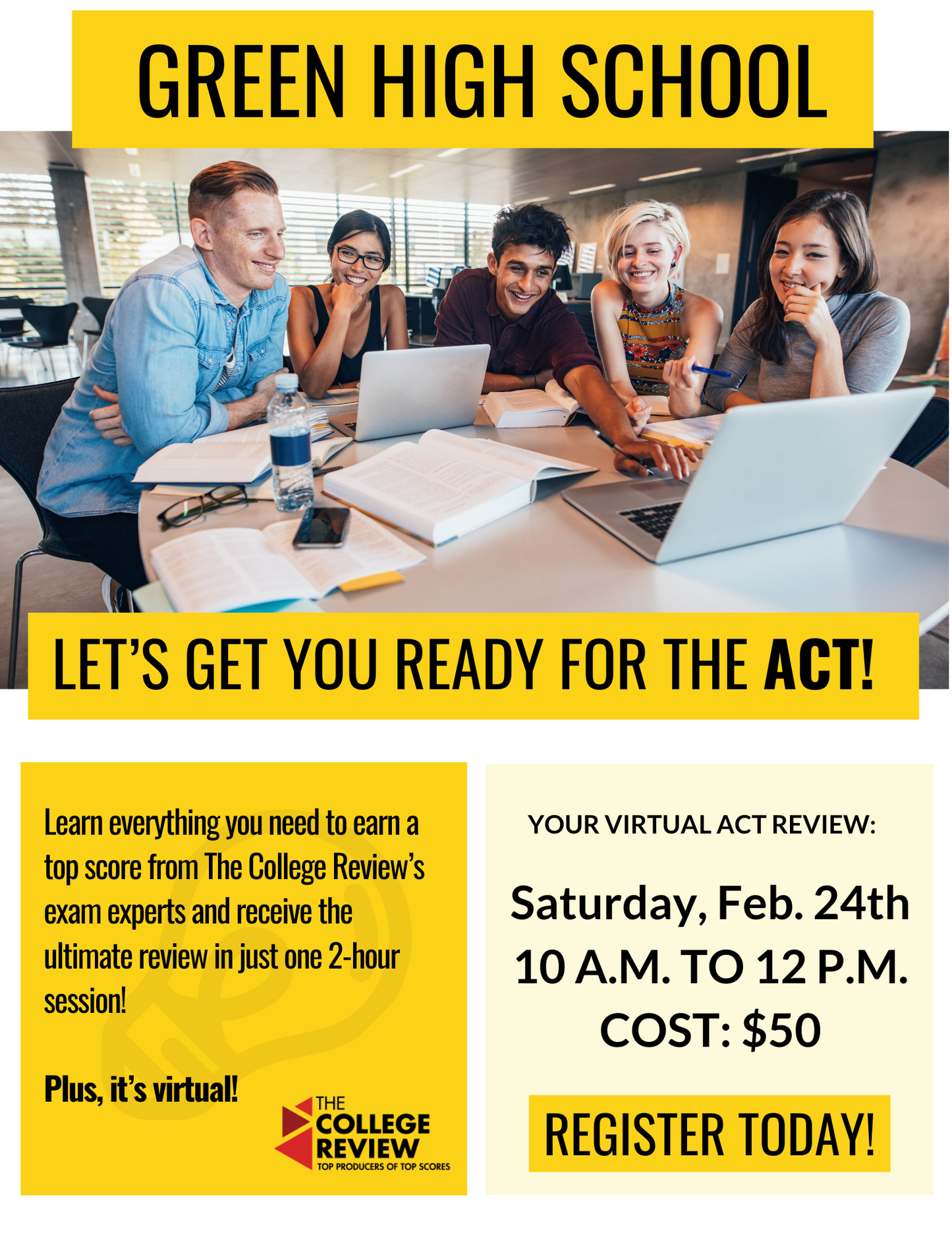 ACT 2-Hour Virtual Prep: Green High School, Feb. 24th, 2024, 10am-12pm EST