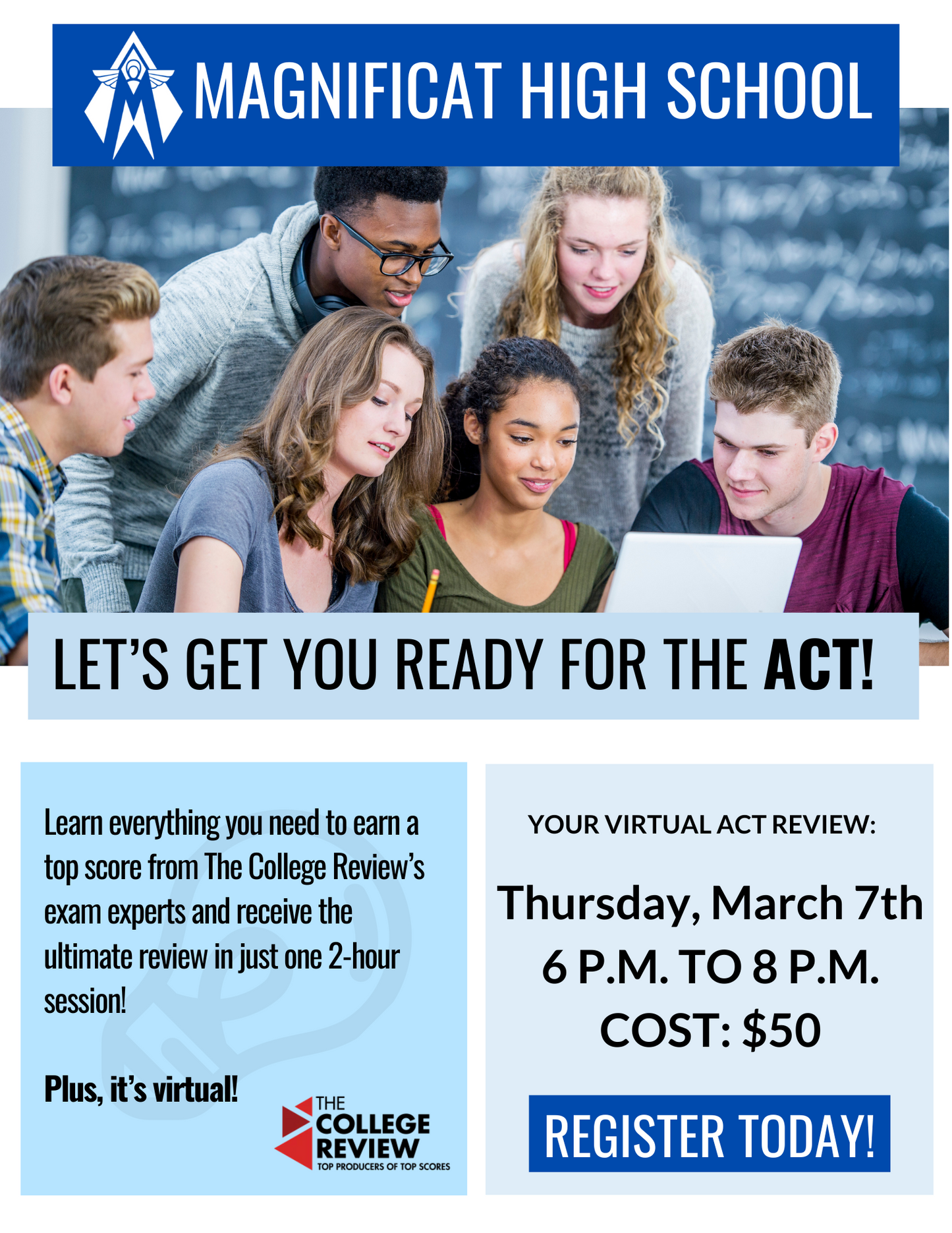 ACT 2-Hour Virtual Prep: Magnificat High School, Mar. 7th, 2024, 6-8pm EST