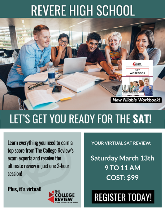 Revere High School's SAT 2-Hour Virtual Prep: Saturday, March 13th, 9-11am