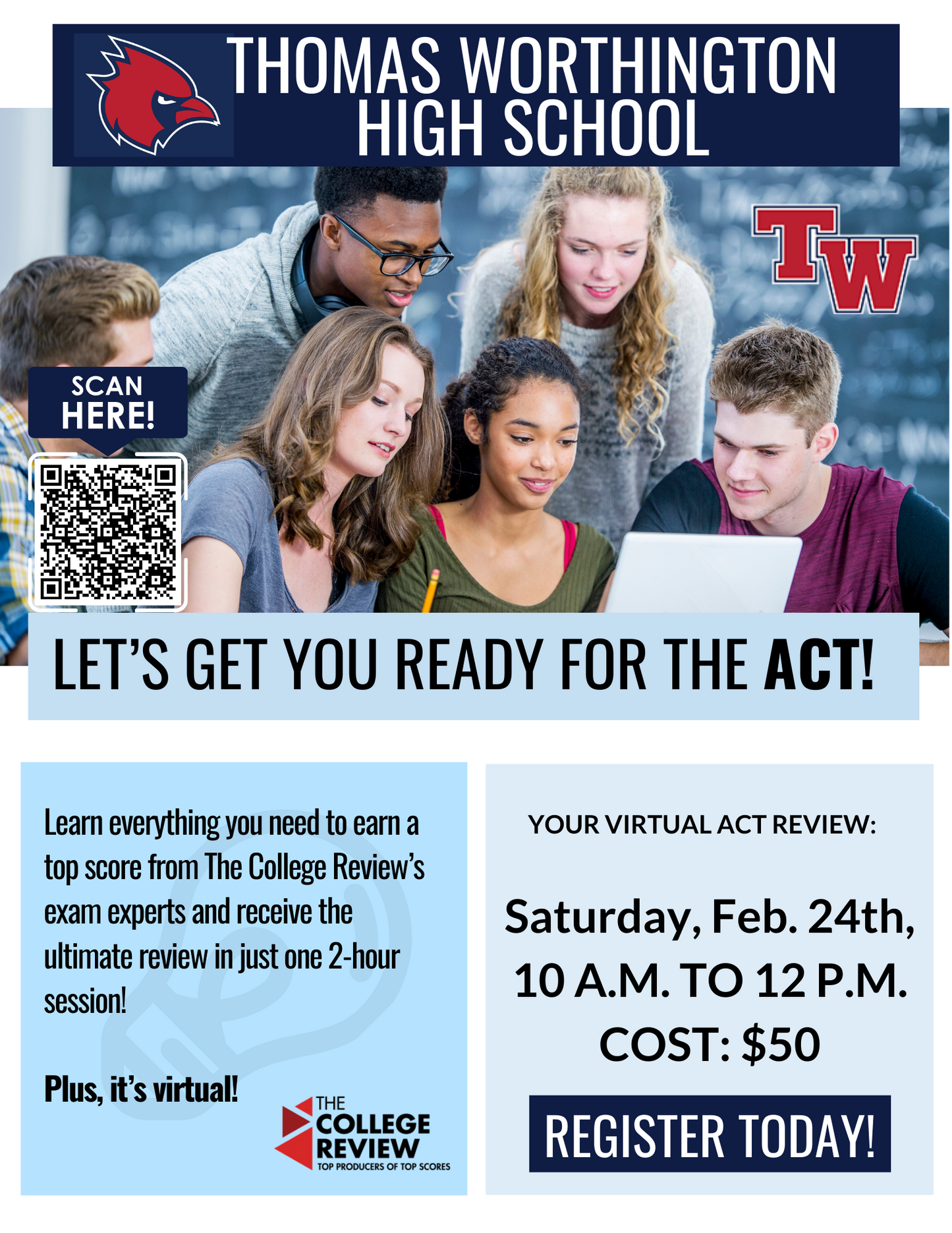 ACT 2-Hour Virtual Prep: Thomas Worthington High School, Feb. 24, 2024, 10am-12pm EST