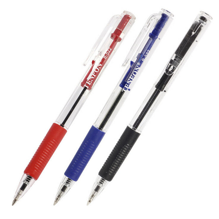 The College Review 5 Pcs/lot Plastic Ball-point Pen Red blue Black Colors Ballpoint Custom Transparent Ballpoint Pen
